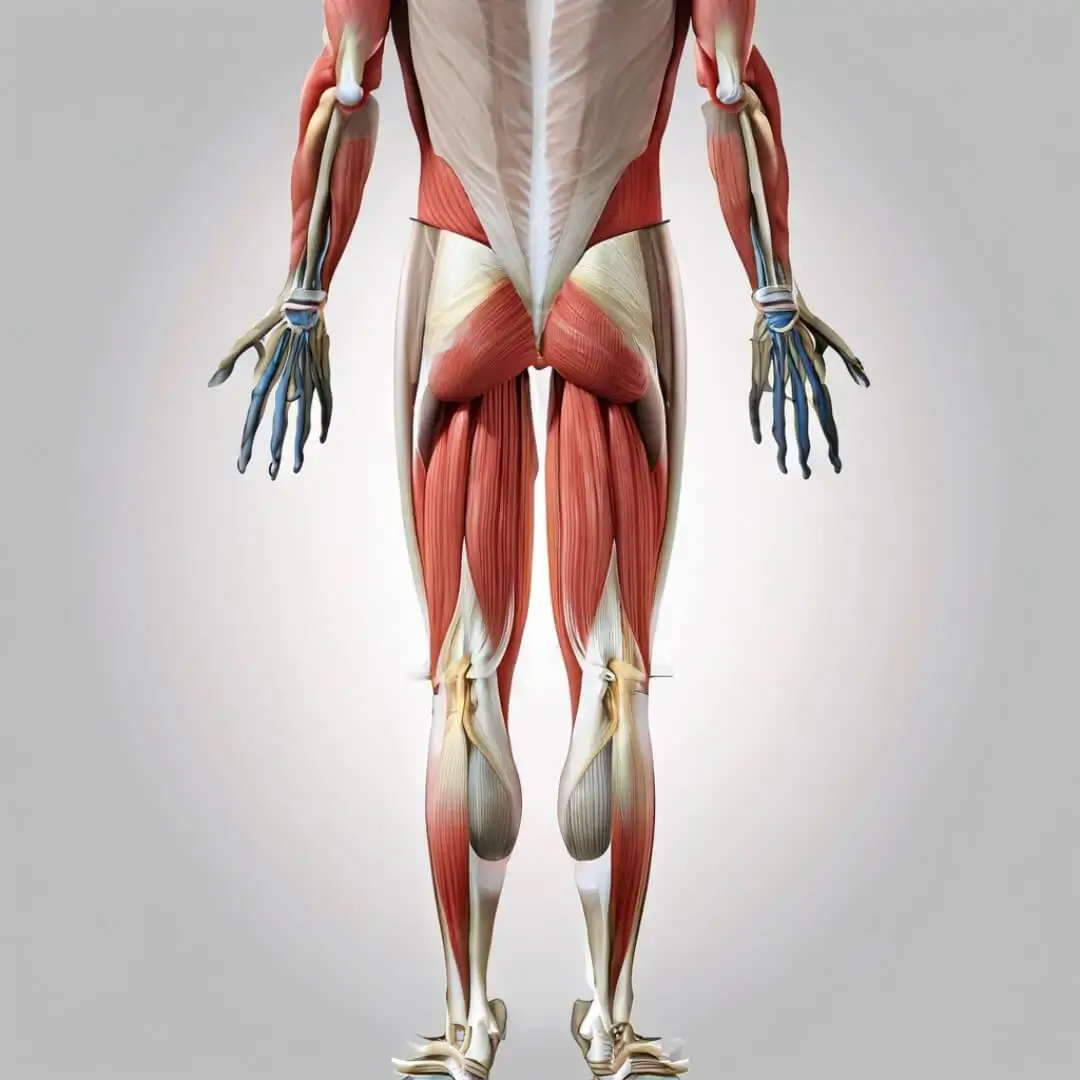 Vista anatomica de los femorales en el cuerpo humano